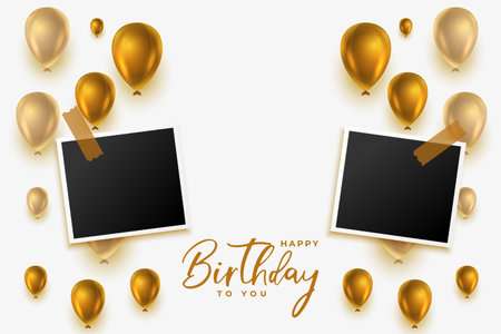 nice happy birthday event card with realistic photo frame vectorのイラスト素材