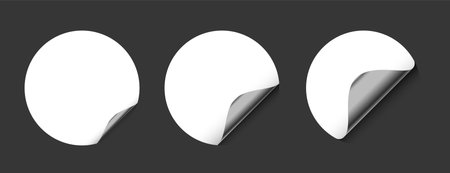 set of realistic circular sheet curl mockup design vectorのイラスト素材