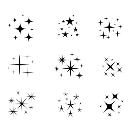 set of sparkling star icon element design vectorのイラスト素材
