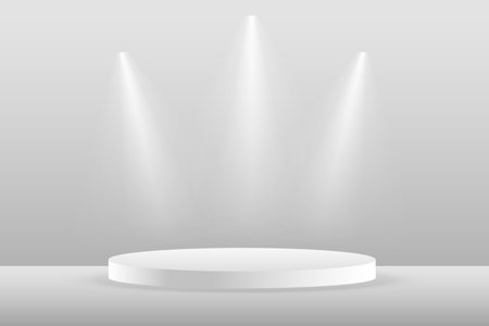 round shape 3d pedestal background with spot light effect for object promotion vectorのイラスト素材