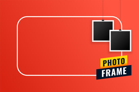 hanging style empty photo frame holder background design vector