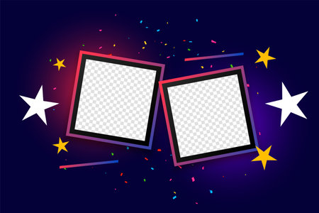 trendy photograph frame display background with star decor vectorのイラスト素材