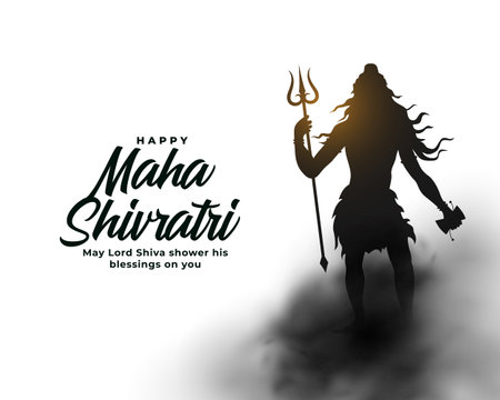 elegant happy maha shivratri wishes card with lord shiva silhouette vectorのイラスト素材