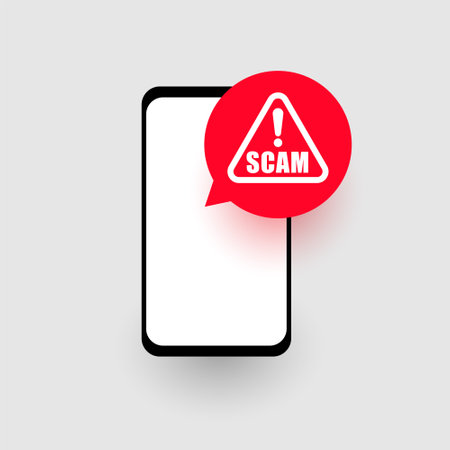 scam alert caution background keep your mobile data secure vectorのイラスト素材