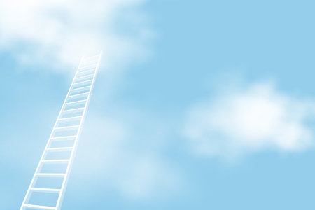 minimal progress ladder background with high sky heaven cloud vectorのイラスト素材