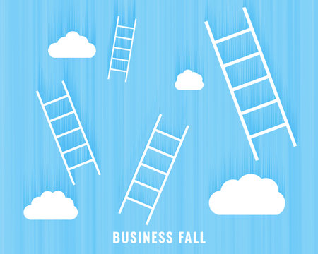motivational business ladder concept background with heaven cloud vectorのイラスト素材