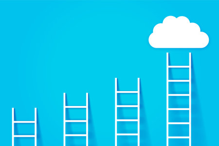 business career growth ladder background climb up the sky vectorのイラスト素材