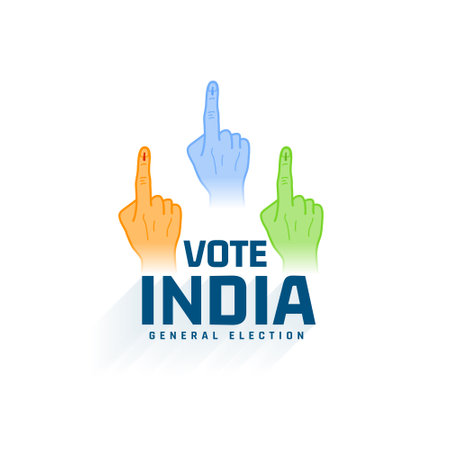 vote india general election background with voters hand finger vectorのイラスト素材