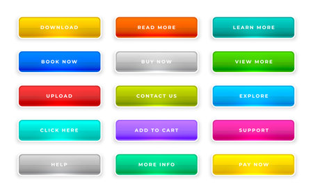 set of colorful empty web button element icon design vectorのイラスト素材
