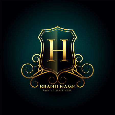 luxurious letter H symbol background for a royal signature vectorのイラスト素材