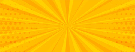 cartoon style sunbeam explosion yellow wallpaper with halftone effect vectorのイラスト素材