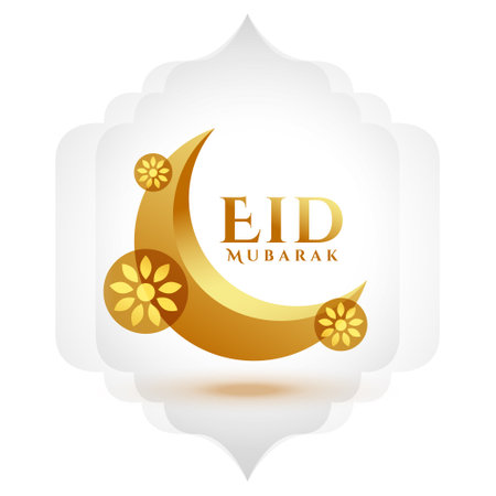 beautiful eid mubrak wishes background with 3d crescent vectorのイラスト素材