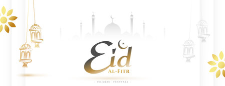 traditional eid mubarak festive white wallpaper design vectorのイラスト素材