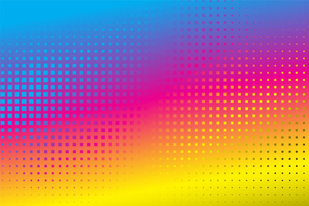 halftone style abstract cmyk color background design vectorのイラスト素材