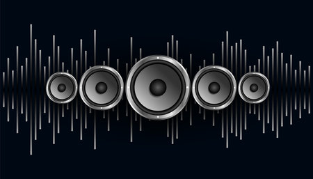 audio beat equalizer background with musical stereo design vectorのイラスト素材
