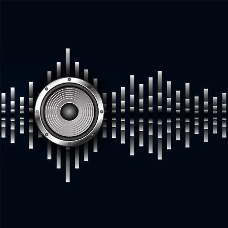 abstract audio beat equalizer background with realistic stereo vectorのイラスト素材
