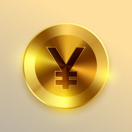 shiny and golden golden yen coin symbol design vectorのイラスト素材