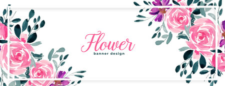 artistic watercolor blossom flower banner for backdrop decor vectorのイラスト素材