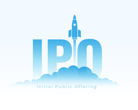 ipo initial public offering share launch background design vectorのイラスト素材