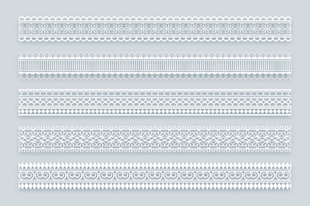 classic style lace pattern ethnic banner in set vectorのイラスト素材