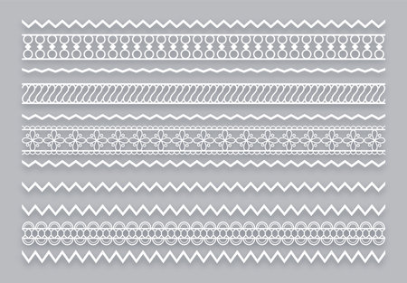 set of handmade lacy pattern border banner in indian style vectorのイラスト素材