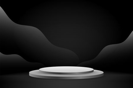 3d style empty round podium platform for object display vectorのイラスト素材