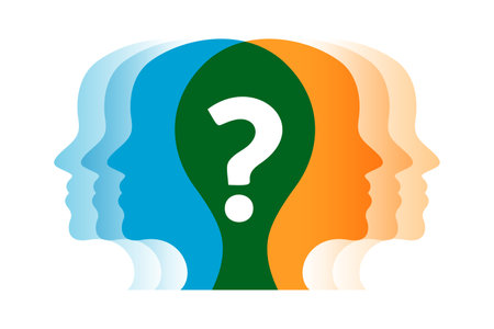 mental health support background with question mark and human head vectorのイラスト素材