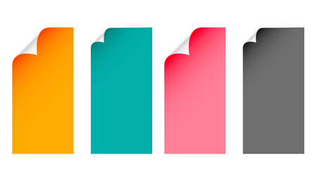 set of colorful page curl sticker template design vectorのイラスト素材