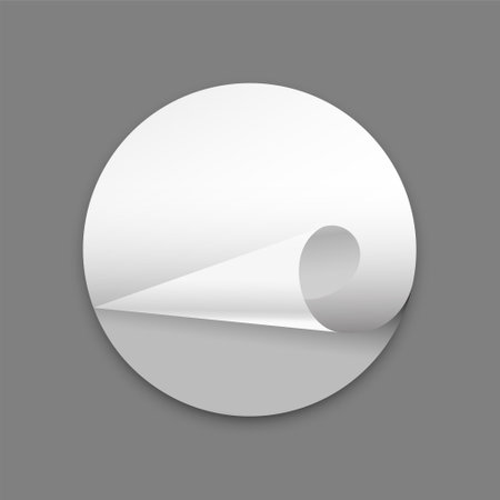 realistic circular page curled sticker mock-up design vectorのイラスト素材