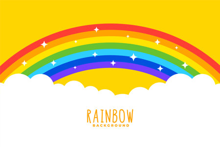 cute rainbow and cloudy background in paper cut style vectorのイラスト素材
