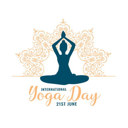 artistic international yoga day, woman practicing yoga pose vectorのイラスト素材