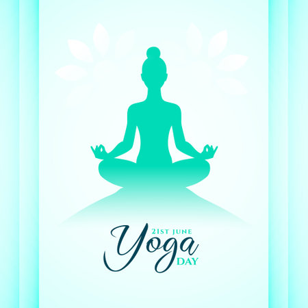 elegant world yoga day background, woman practicing lotus yoga asana vectorのイラスト素材