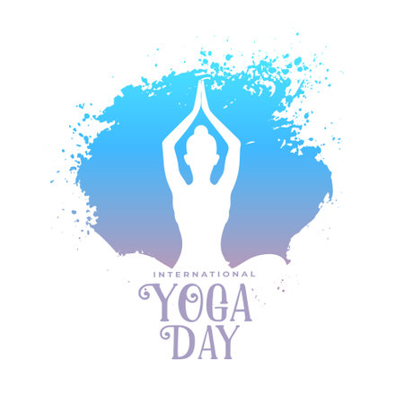 world yoga day white poster with splatter effect vectorのイラスト素材