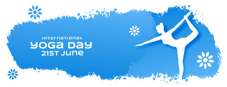 gungy style international yoga day poster woman doing posture vectorのイラスト素材