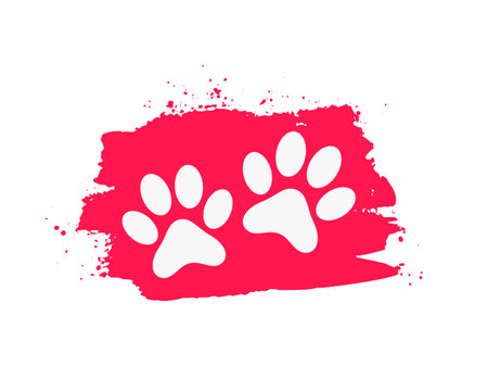 cute paw feet print background with brush stroke effect vectorのイラスト素材