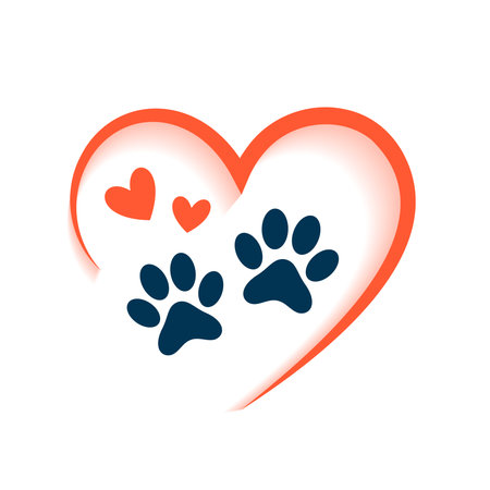 cute paw feet print background with papercut heart vectorのイラスト素材