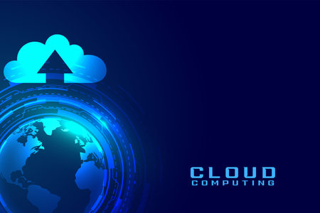 cloud computing techno background for upward upload arrow vectorのイラスト素材