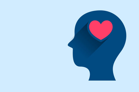 human head and heart background for mental health campaign vectorのイラスト素材