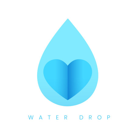 paper style blue rain droplet backdrop with heart design vectorのイラスト素材
