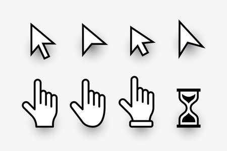 flat style computer hand finger pointer and hourglass sign design vectorのイラスト素材