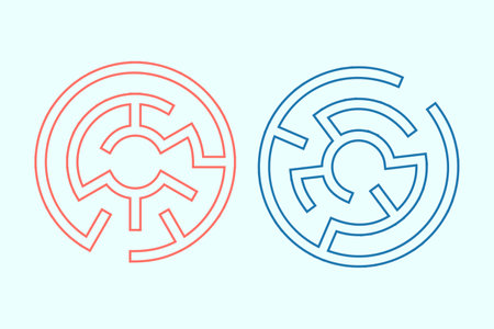 line style round maze pattern background find the idea to solve task vectorのイラスト素材
