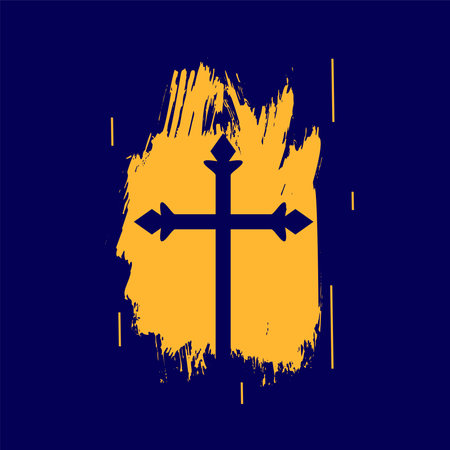 christian religious cross icon background with brush stroke effect vectorのイラスト素材