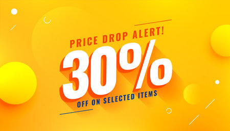 3d style price drop sale banner for best deal on selected item vectorのイラスト素材