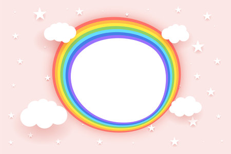 decorative rainbow and cloud on pastel background design vectorのイラスト素材