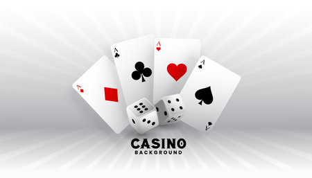 3d gambling dice poker banner with playing ace card design vectorのイラスト素材