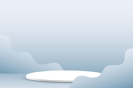 empty 3d podium platform background with paper cut style backdrop vectorのイラスト素材