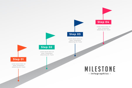 infographic milestone map template visualize data to achieve target vectorのイラスト素材