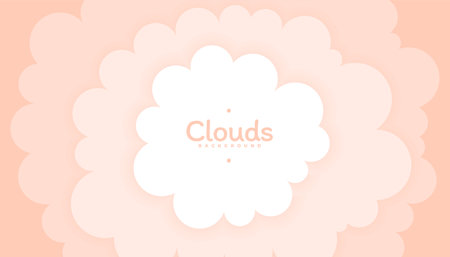 dreamy cute fluffy cloud wallpaper in paper style vectorのイラスト素材