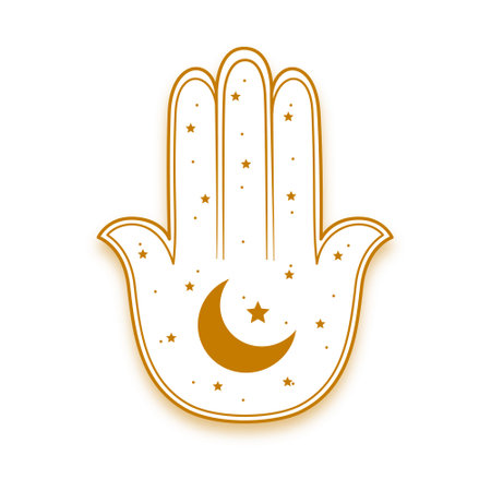 mystical half moon and star hamsa background design vectorのイラスト素材