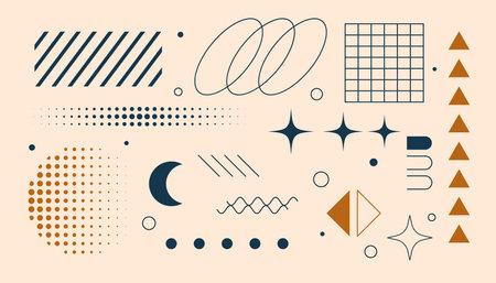 collection of y2k retro shapes symbol design vectorのイラスト素材